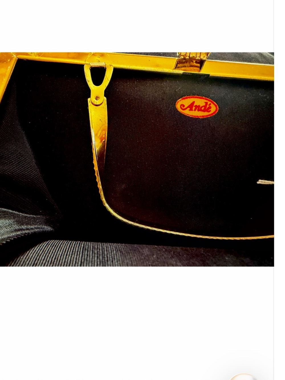 Vintage Ande Purse Enameled Gold Twist Handle Handbag with Gold Hardware Coin - Picture 5 of 5